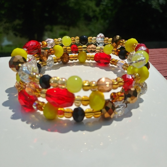 Glass Beaded Bracelet Red Chiefs Gold Love Handmade Taylor Swift Vibes Artisan - Picture 8 of 15